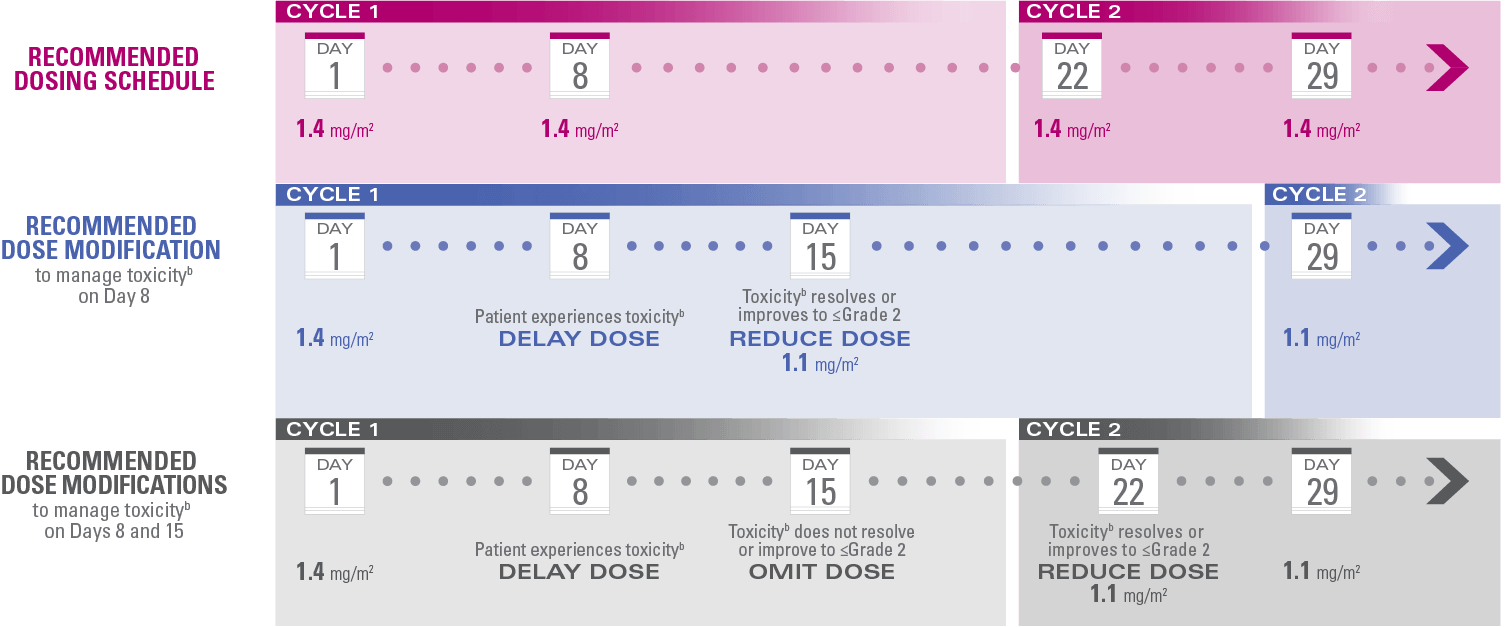Recommended dosing schedule and modifications for Halaven Recommended dosing schedule and modifications for Halaven